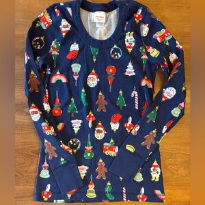 Hanna Andersson XS Long Sleeve Shirt - Navy with Christmas print
